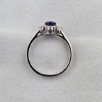 Oval Sapphire and Diamond Cluster Ring