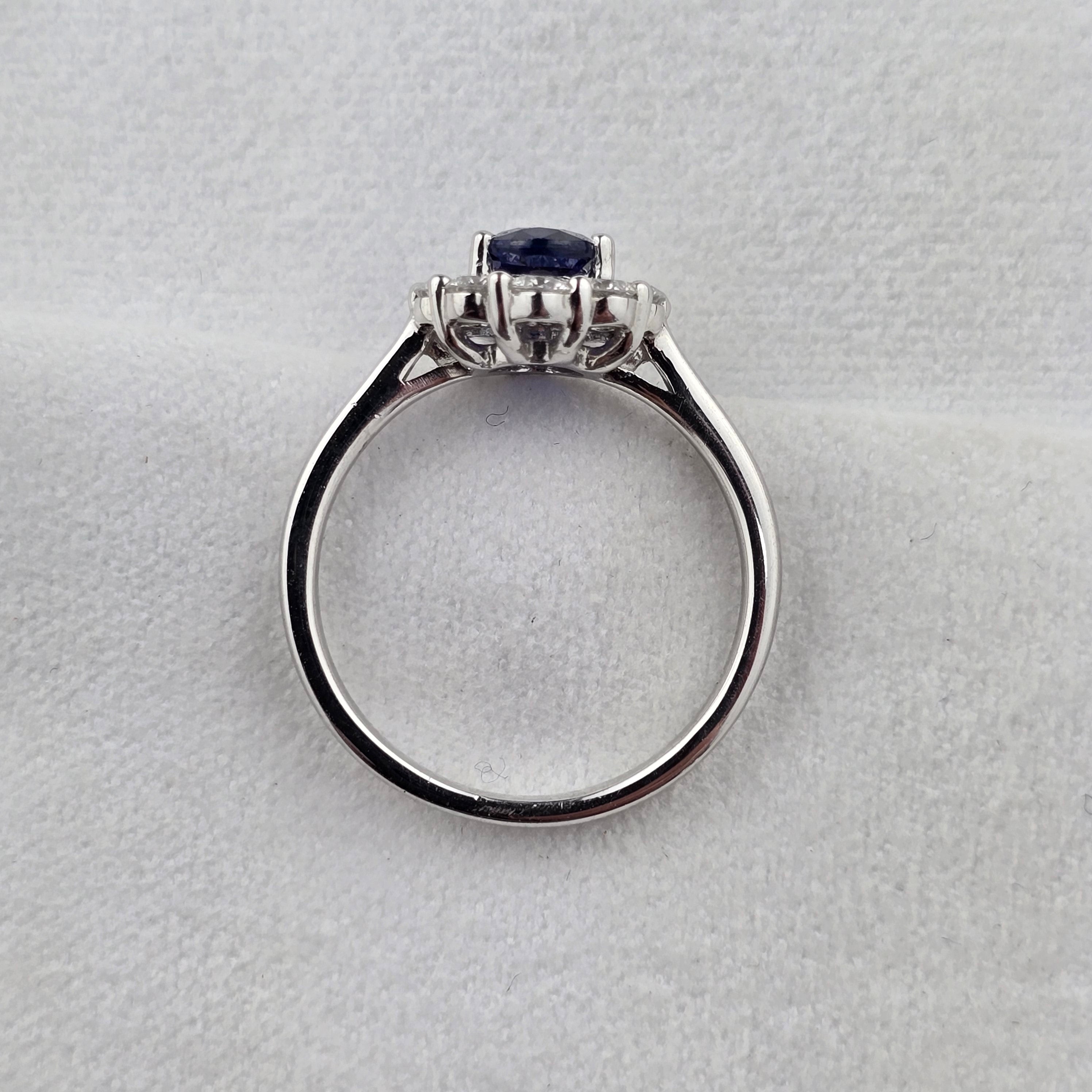 Oval Sapphire and Diamond Cluster Ring