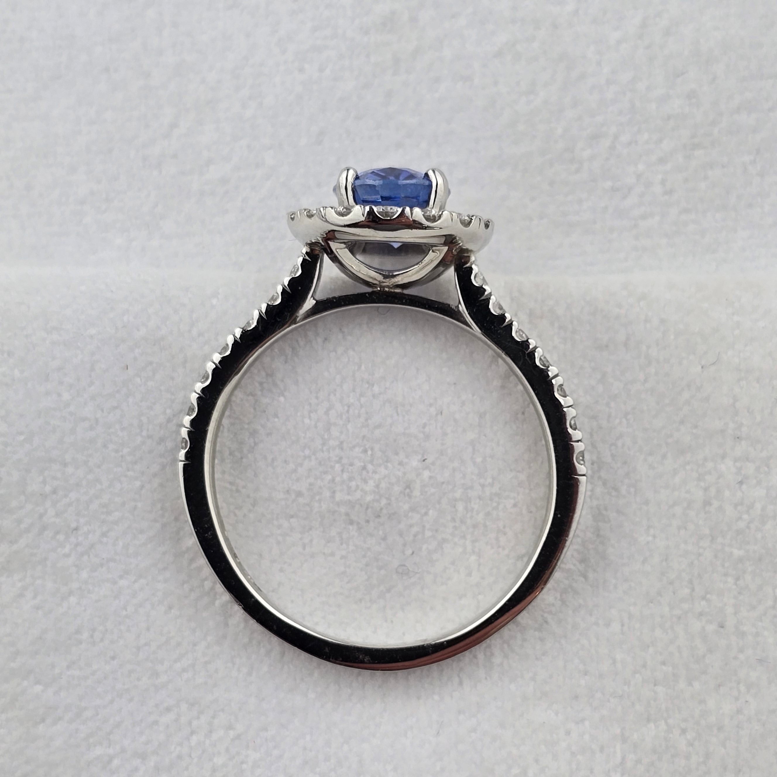 Oval Sapphire and Diamond  Halo Ring