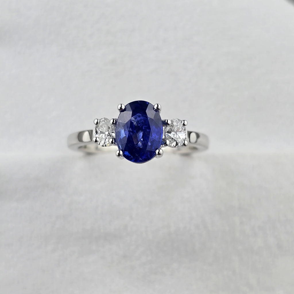Oval Sapphire and Diamond Trilogy Ring
