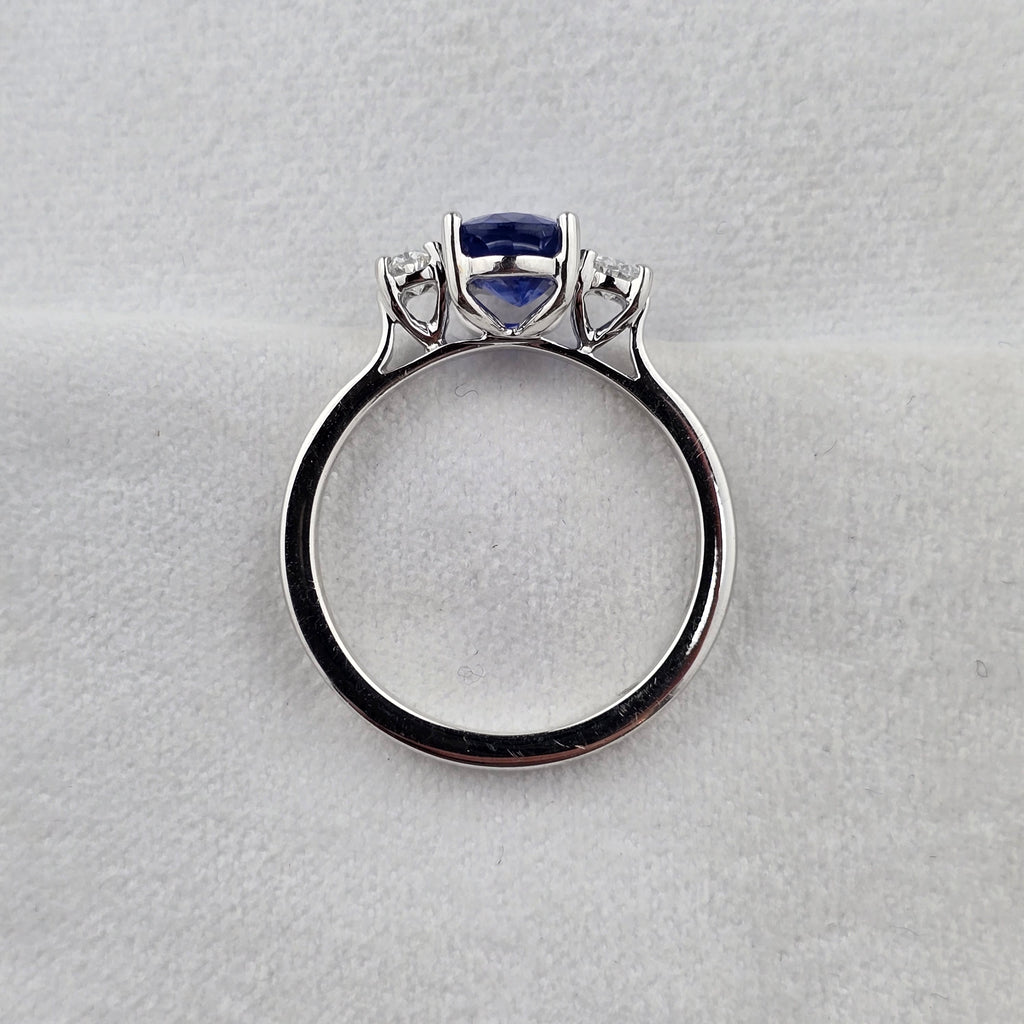 Oval Sapphire and Diamond Trilogy Ring