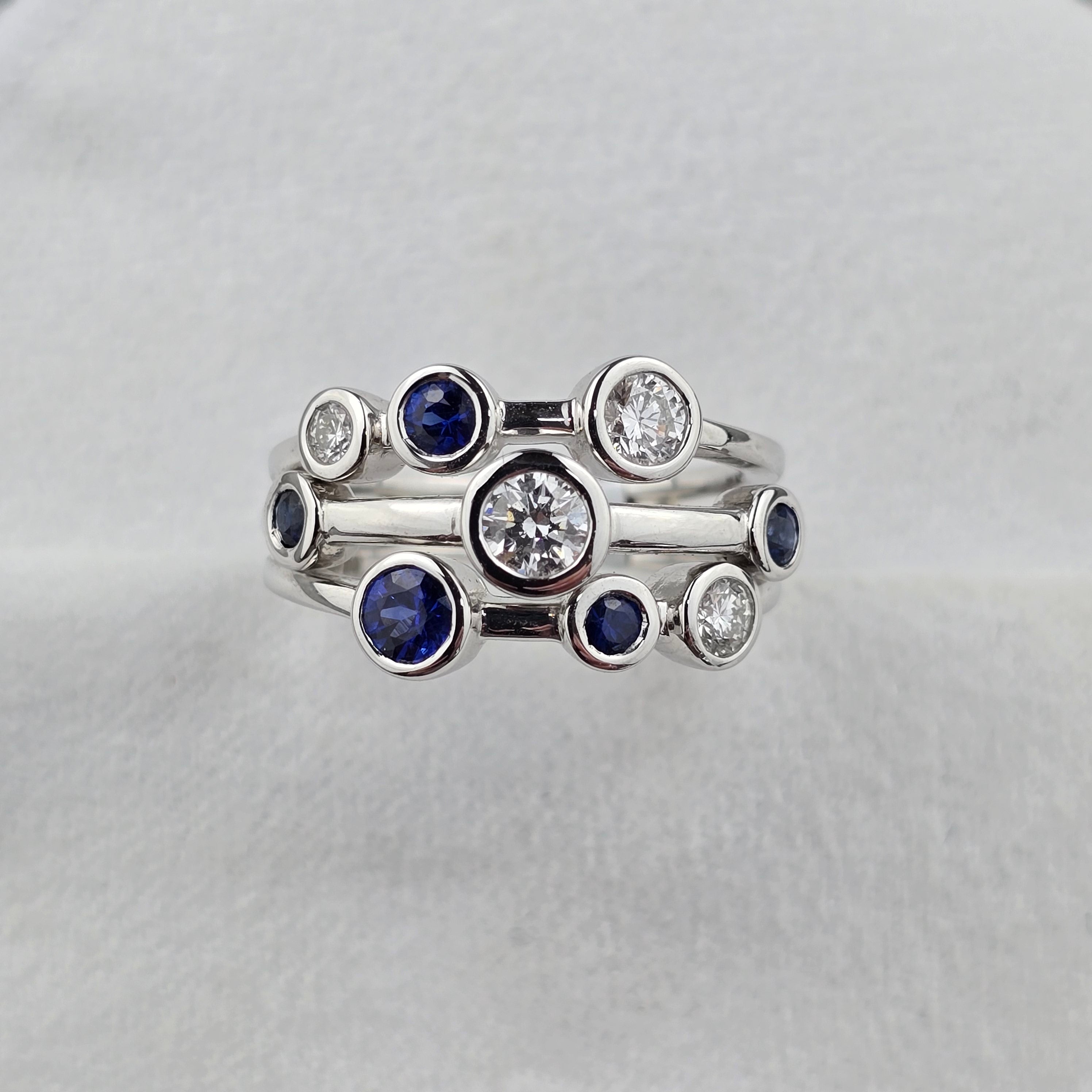 Sapphire and Diamond Bubble Ring