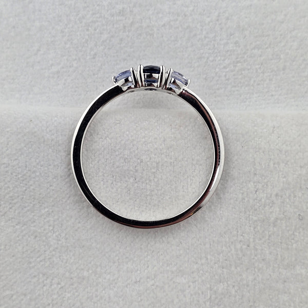 Sapphire Two Tone Trilogy Claw Set Ring