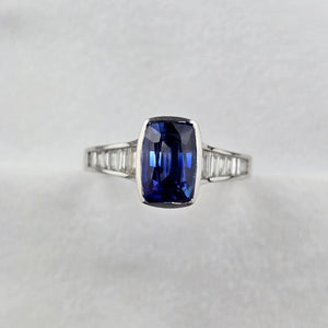 Elongated Cushion Sapphire Ring