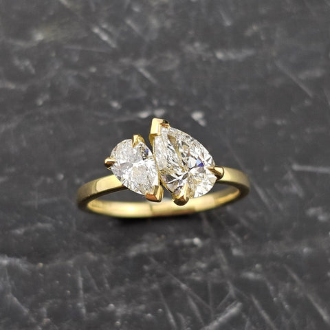 Lab Grown Pear Shape Toi et Moi Diamond Ring