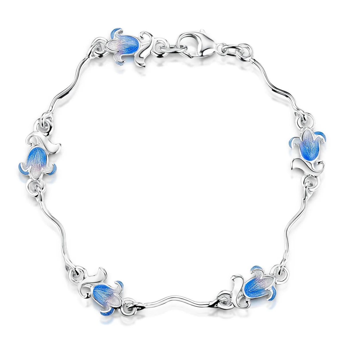 Bluebell Enamel Bracelet in Sterling Silver