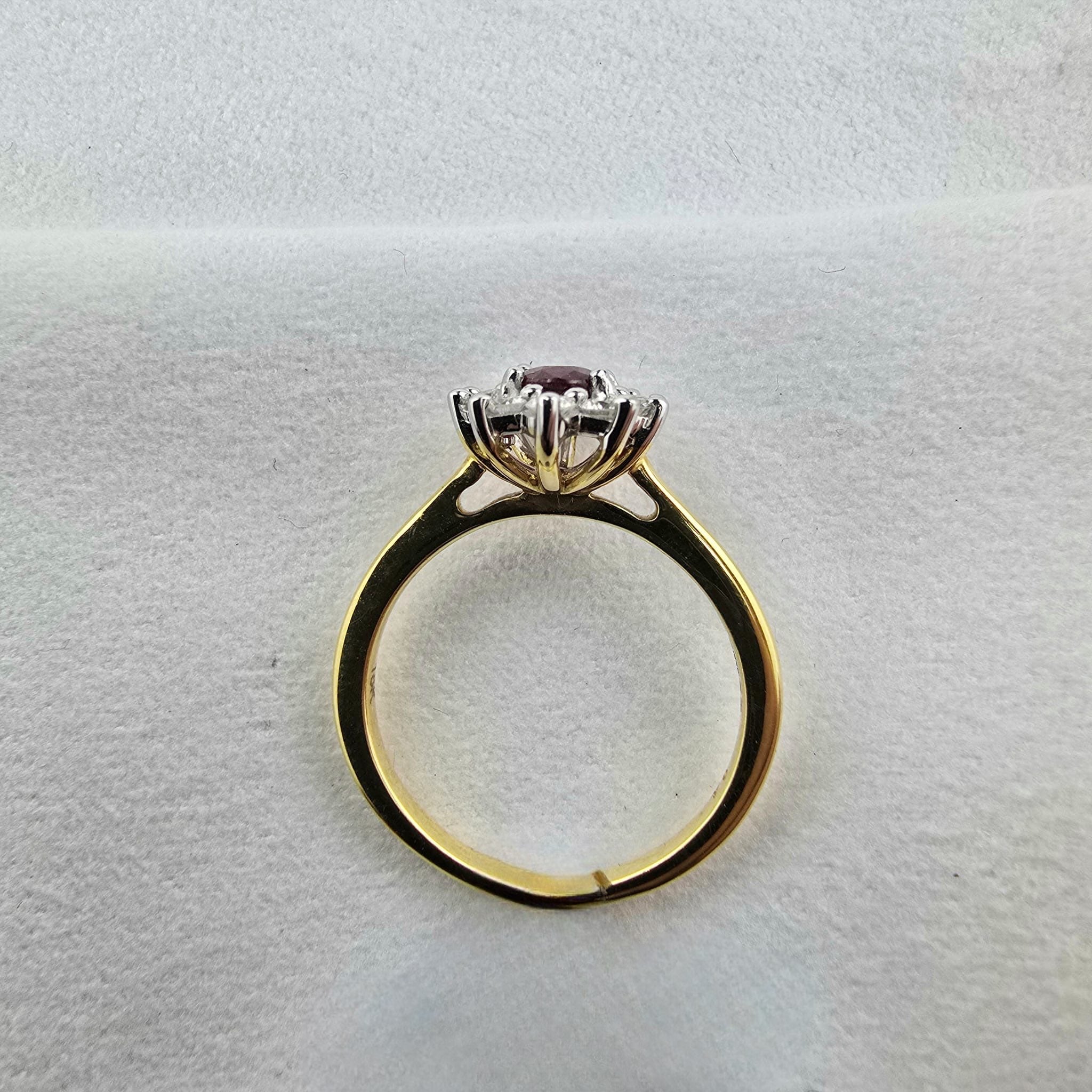 Ruby and diamond traditional cluster ring