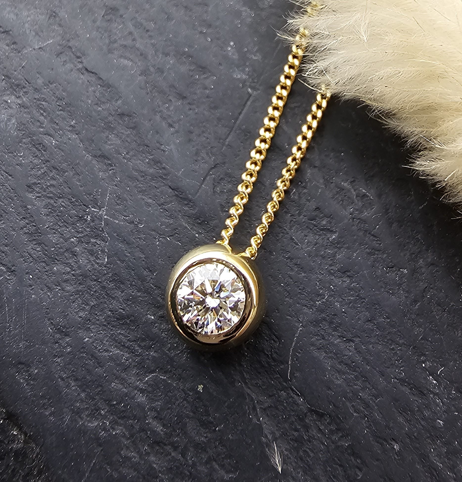 Diamond Rub Over Round Pendant