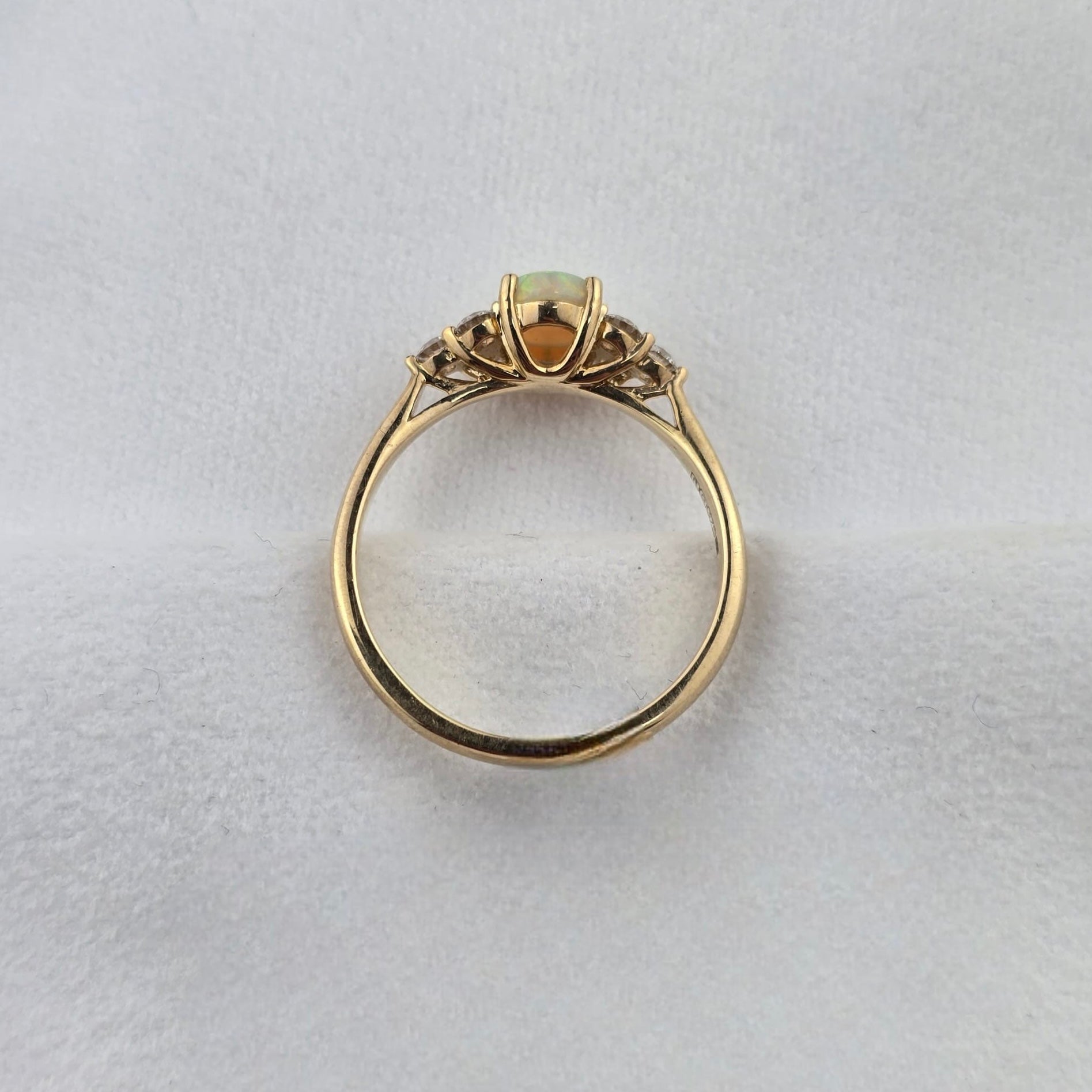 Opal and Diamond Trefoil Ring