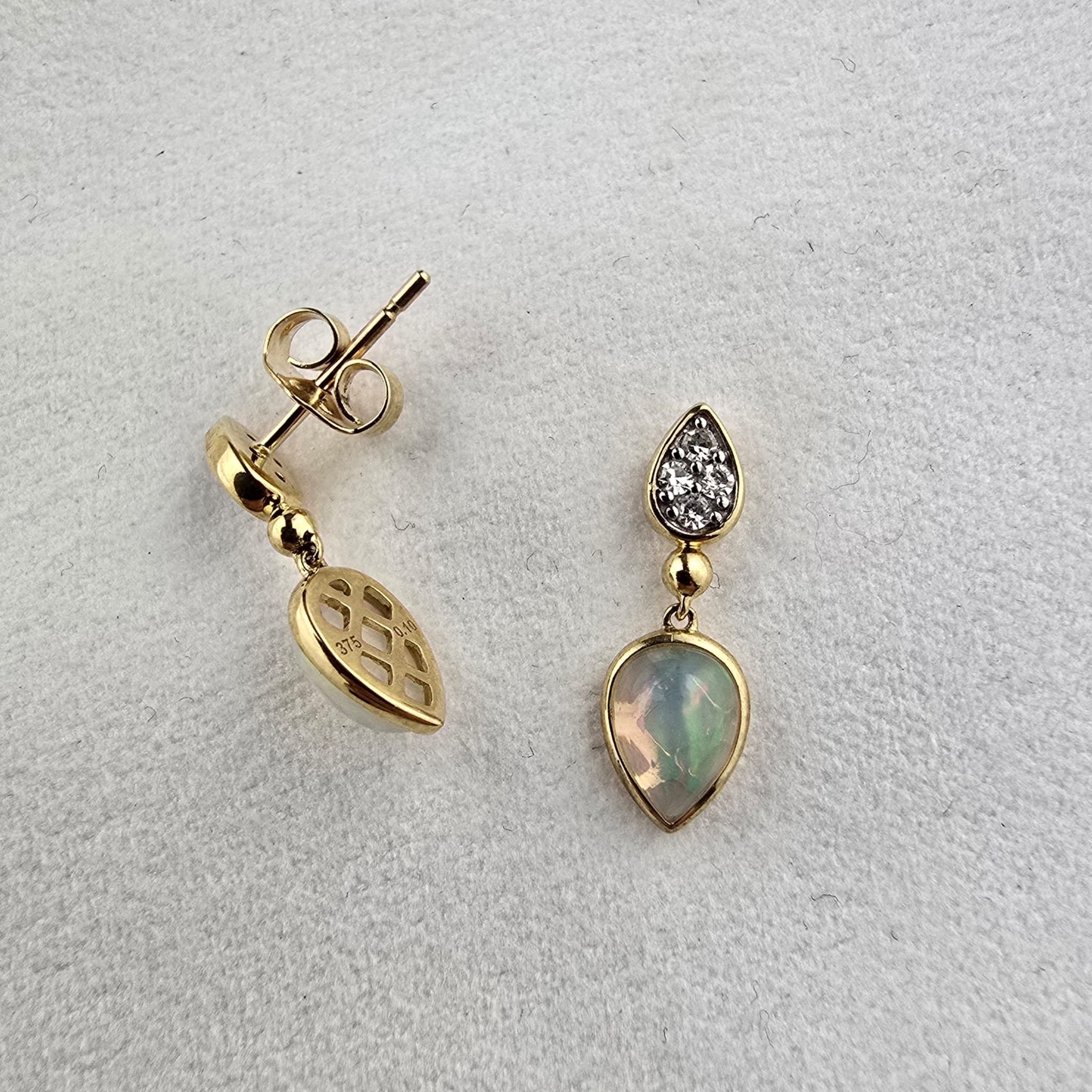 Teardrop opal and diamond earrings