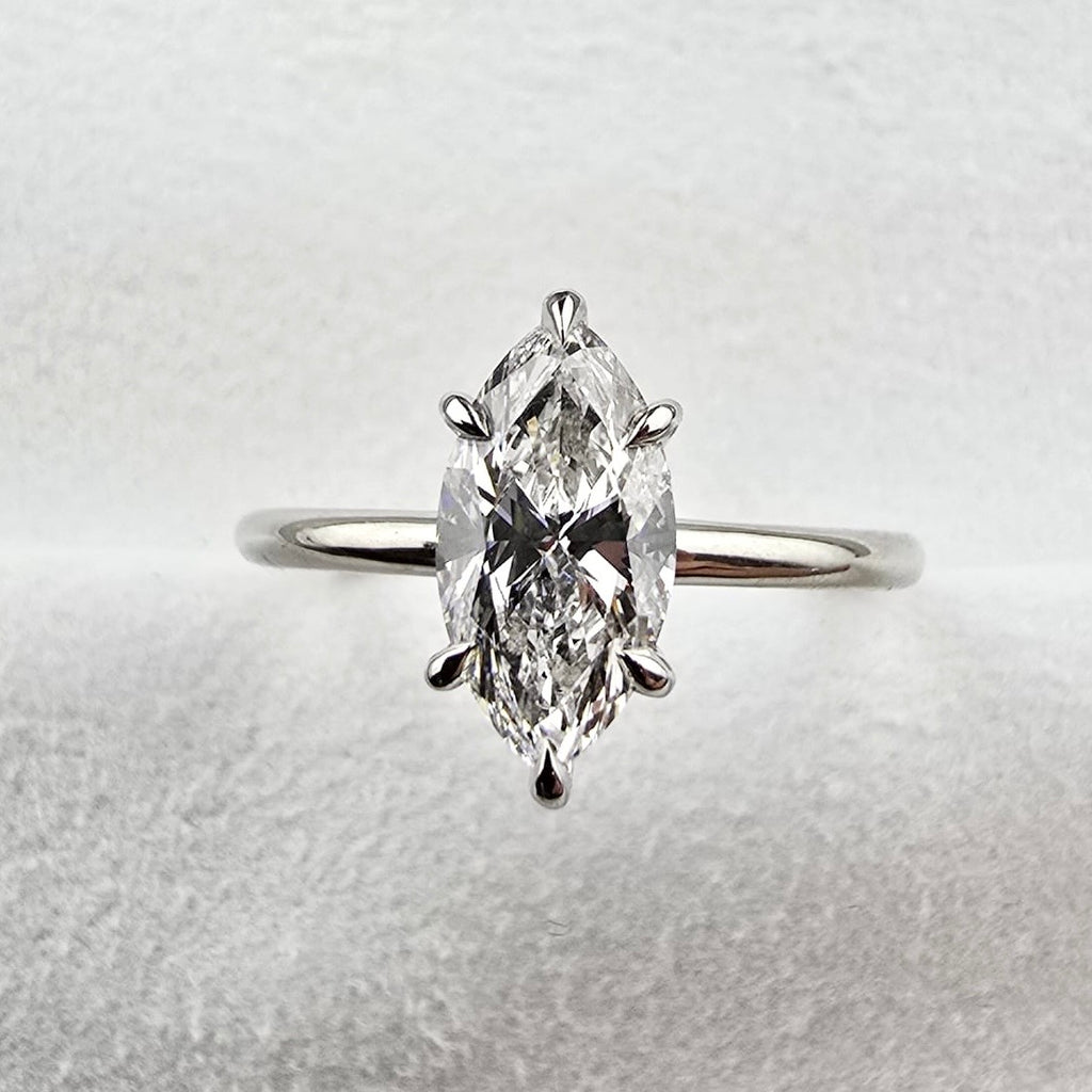 Lab Grown Marquise Hidden Halo Solitaire