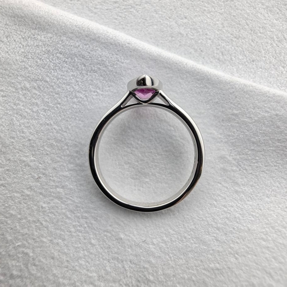 Pear Pink Sapphire Rubover Ring