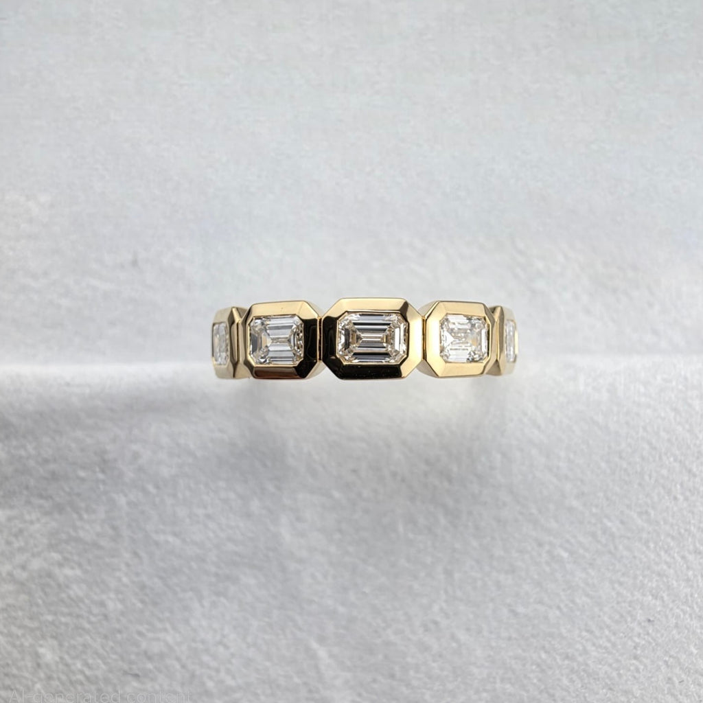 Emerald Diamond Five Stone Band