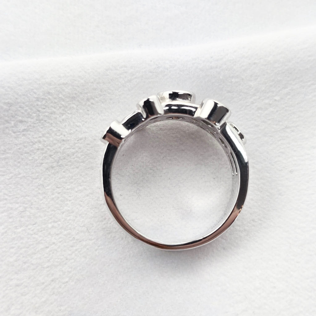 Triple Row Diamond Bubble Ring