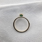 Pear Emerald and Diamond Shoulder Ring