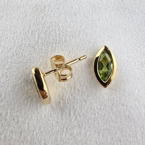 Marquise Cut Peridot Stud Earrings
