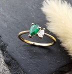 Toi et Moi Emerald and Diamond Ring