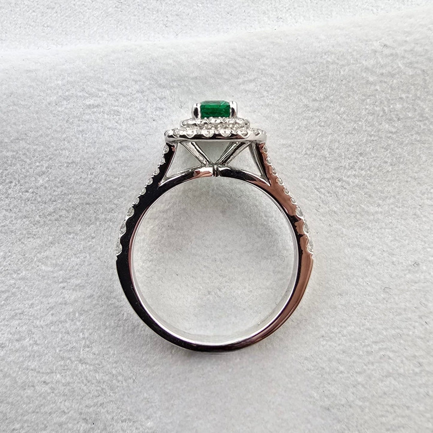 Emerald and Diamond Double Halo Ring