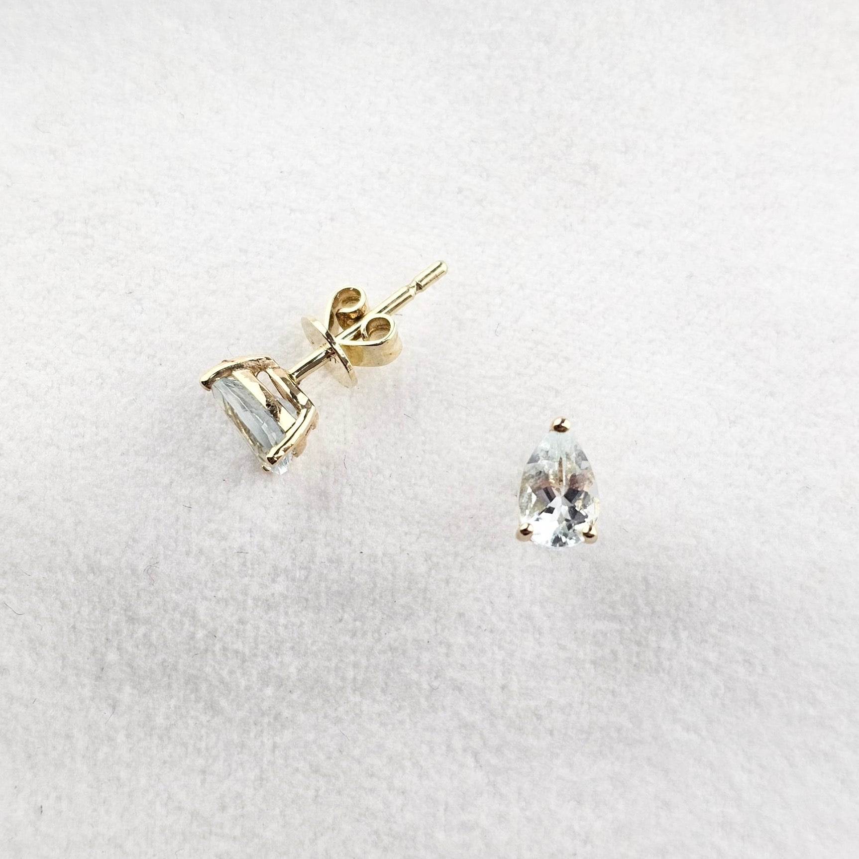 Pear Aquamarine Claw Set Studs