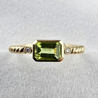 Octagonal Peridot and Diamond Twist Ring