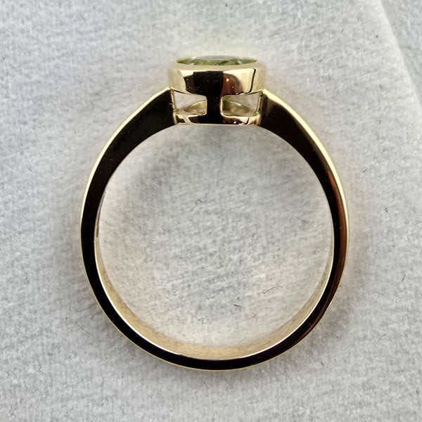 Round Peridot Rubover Ring