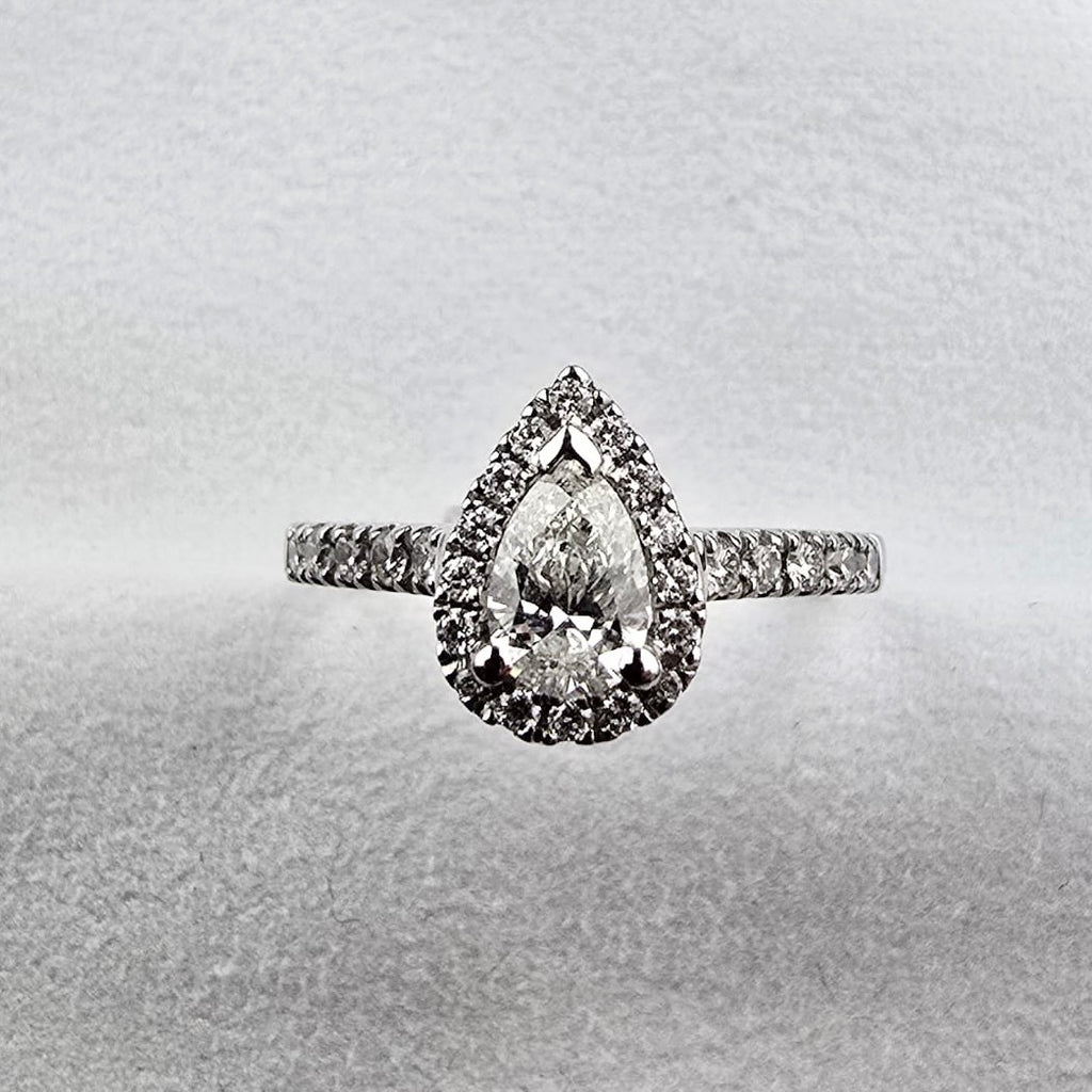 Pear Diamond Halo Ring
