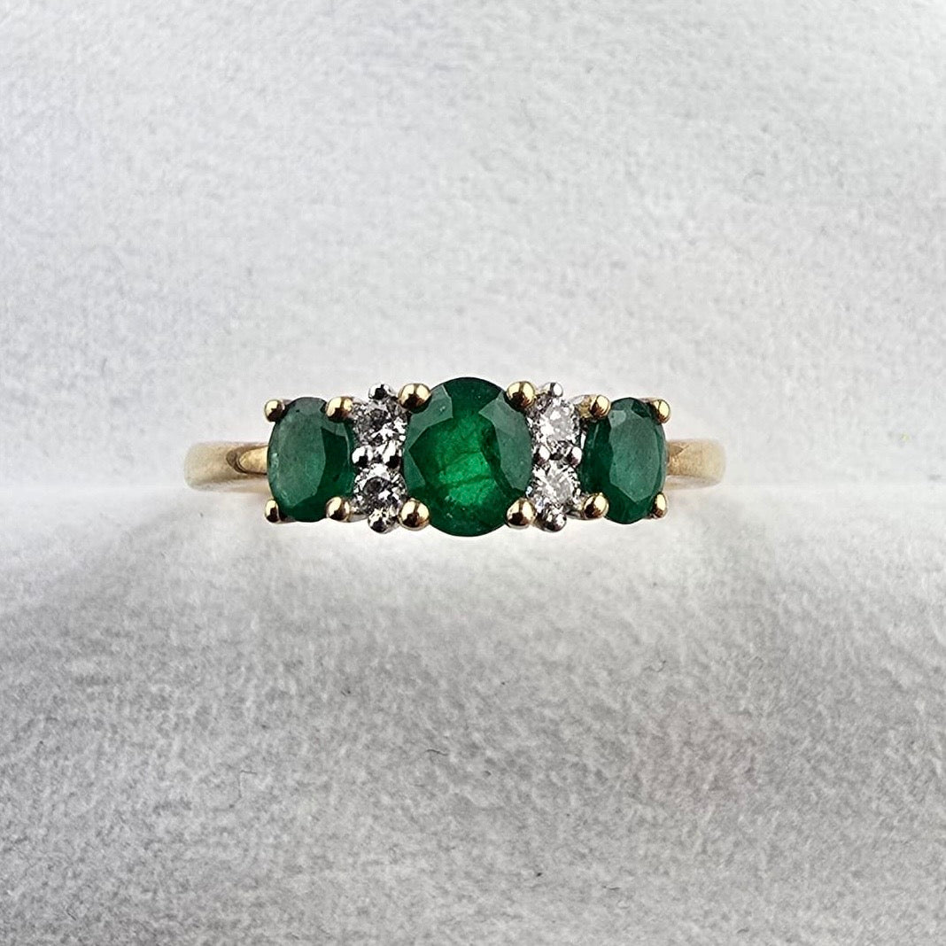 Oval Trilogy Emerald Dress Ring
