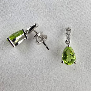 Pear Cut Peridot Drop Earrings