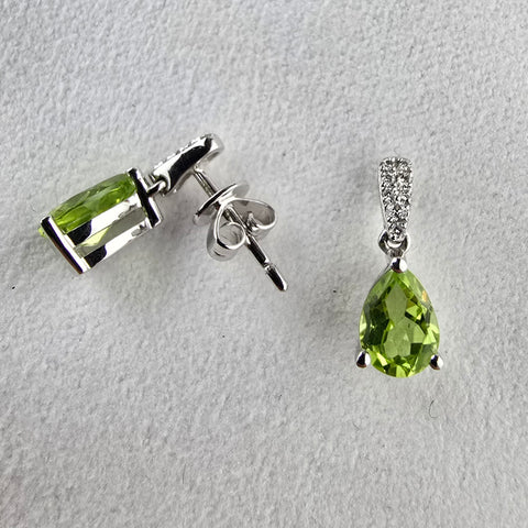 Pear Cut Peridot Drop Earrings