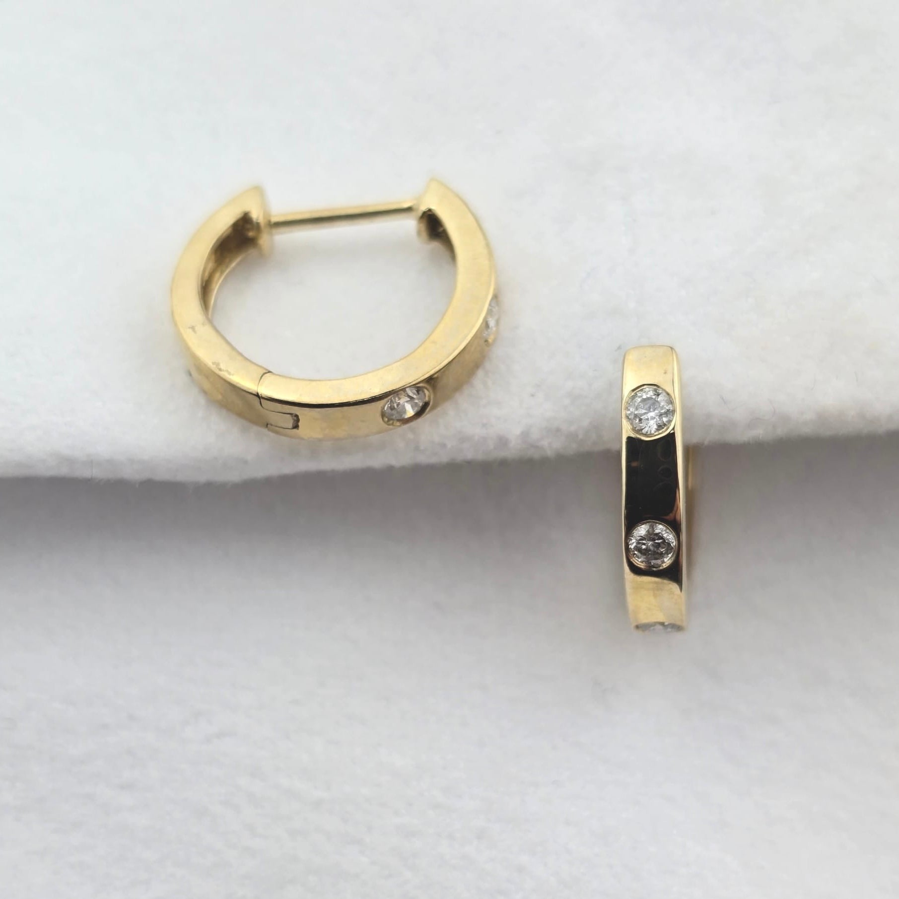 Diamond Set Huggie Hoops