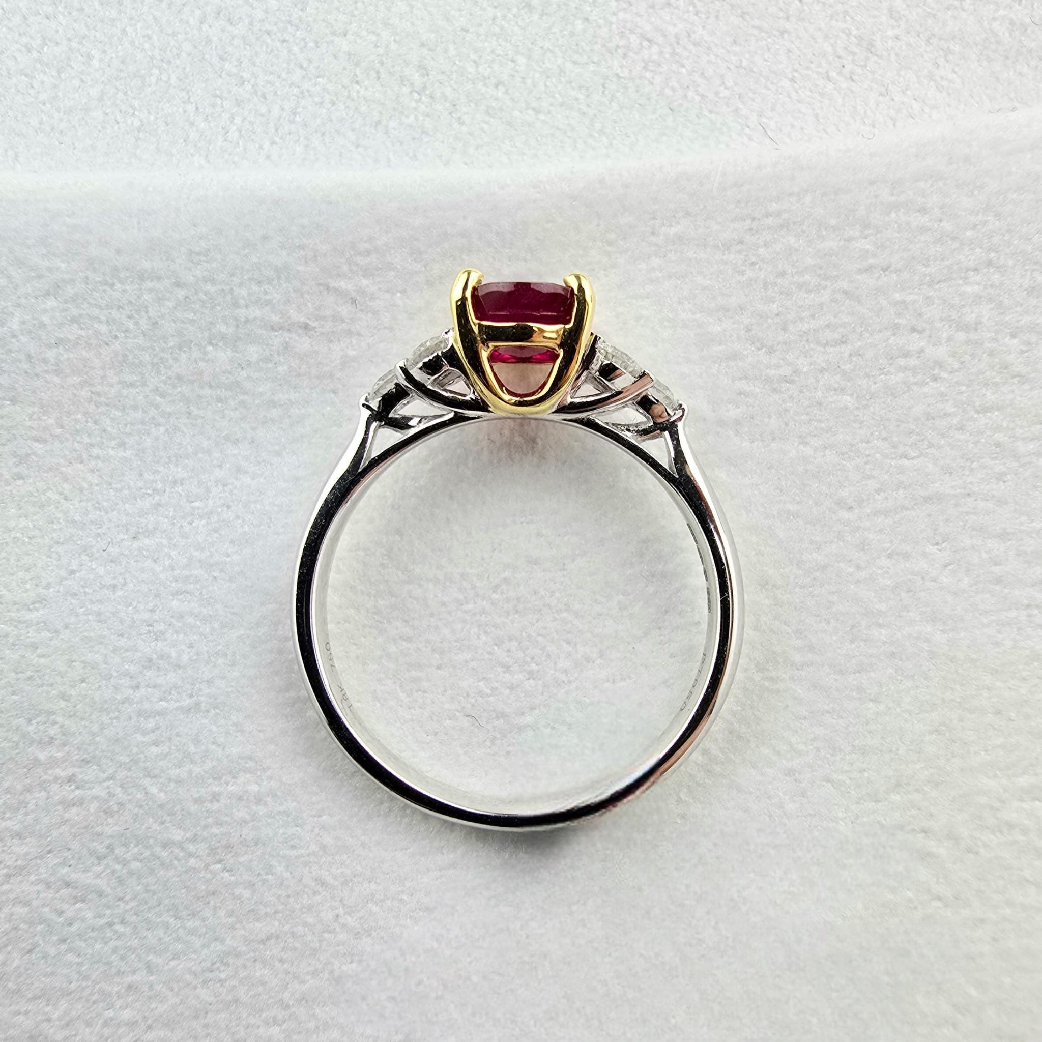 Large oval ruby trefoil ring