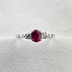 Ruby and diamond three stone ring