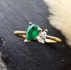 Toi et Moi Emerald and Diamond Ring