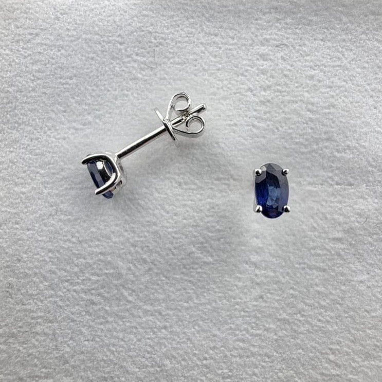 Oval Sapphire Claw Set Studs