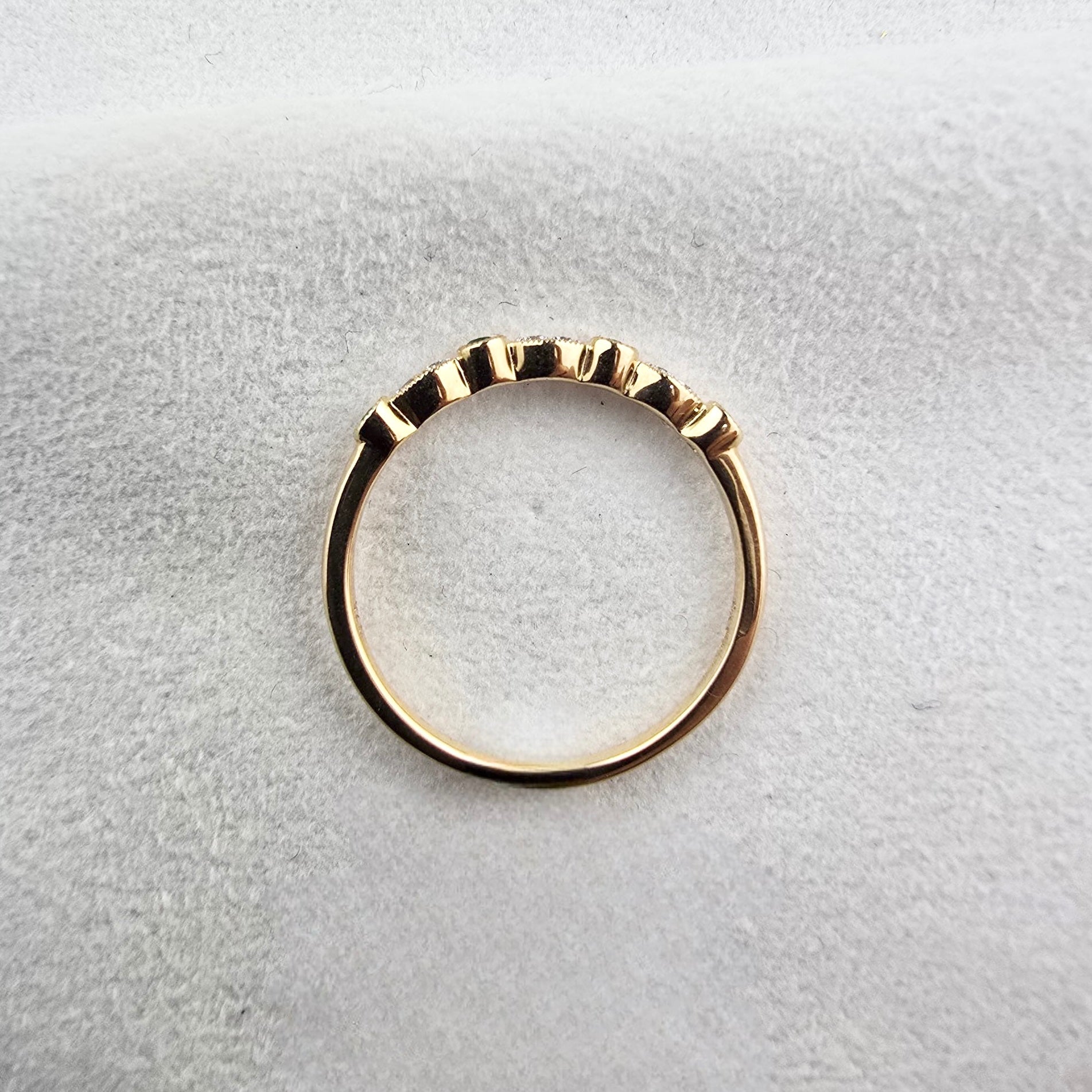 Emerald and Diamond Vintage Eternity Band