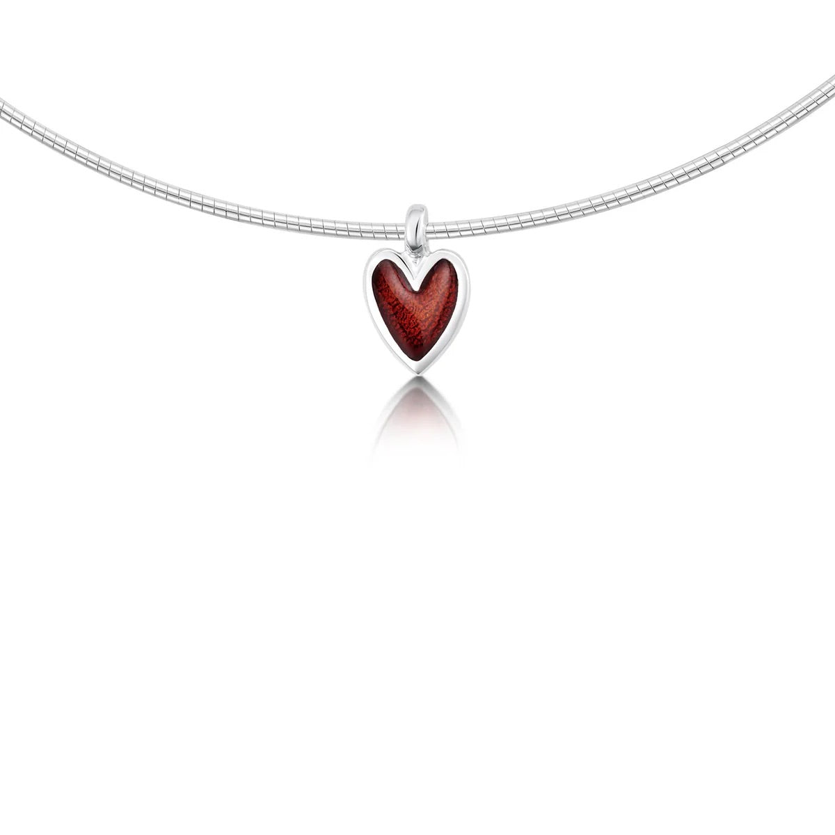 Secret Hearts Sterling Silver Necklace in Red Enamel