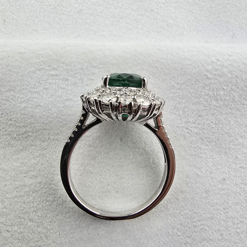 Emerald and Diamond Double Halo