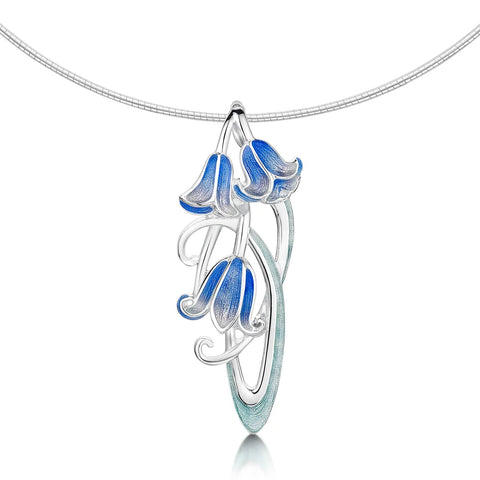 Bluebell Enamel Dress Necklace in Sterling Silver