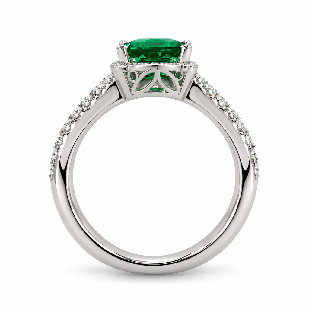 Emerald and Diamond Pear Twist Ring