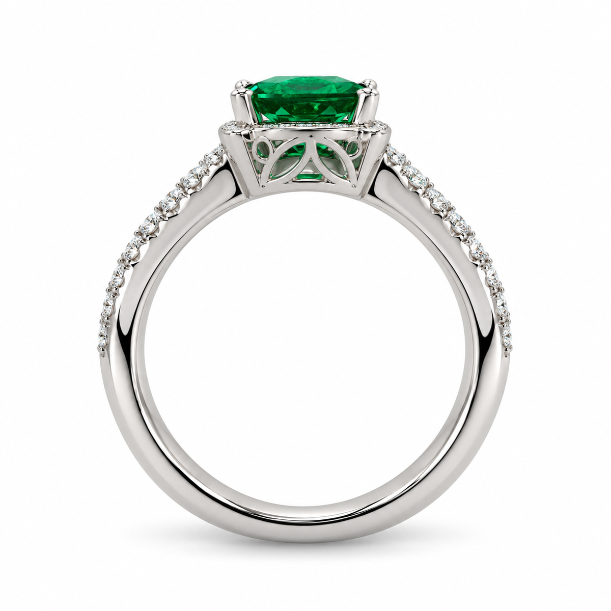 Emerald and Diamond Pear Twist Ring