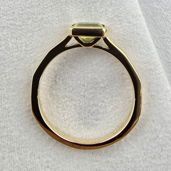 Peridot Octagonal Rubover Set Ring
