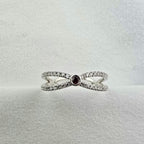 Ruby and diamond kiss ring