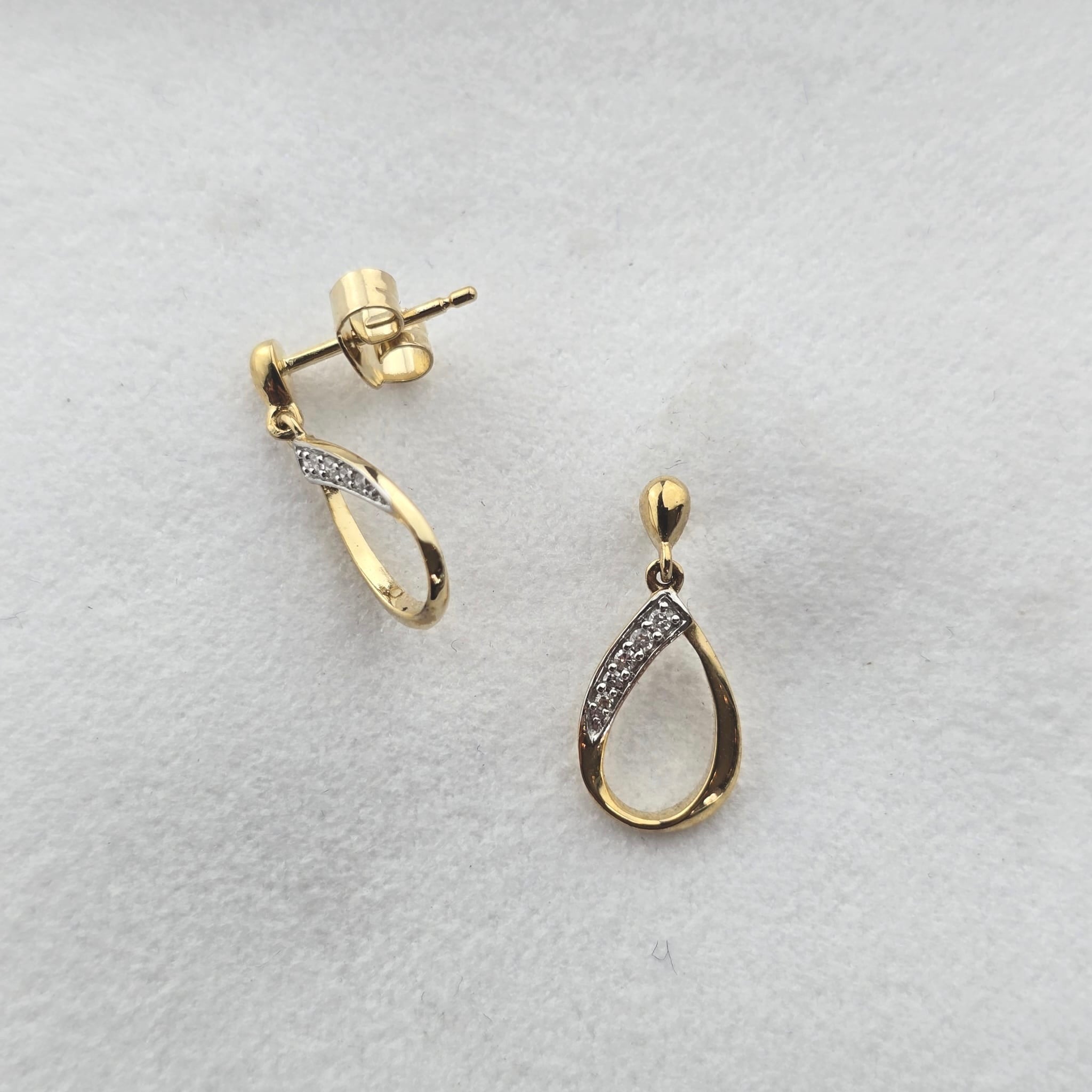 Half Pave Diamond Drop Earrings