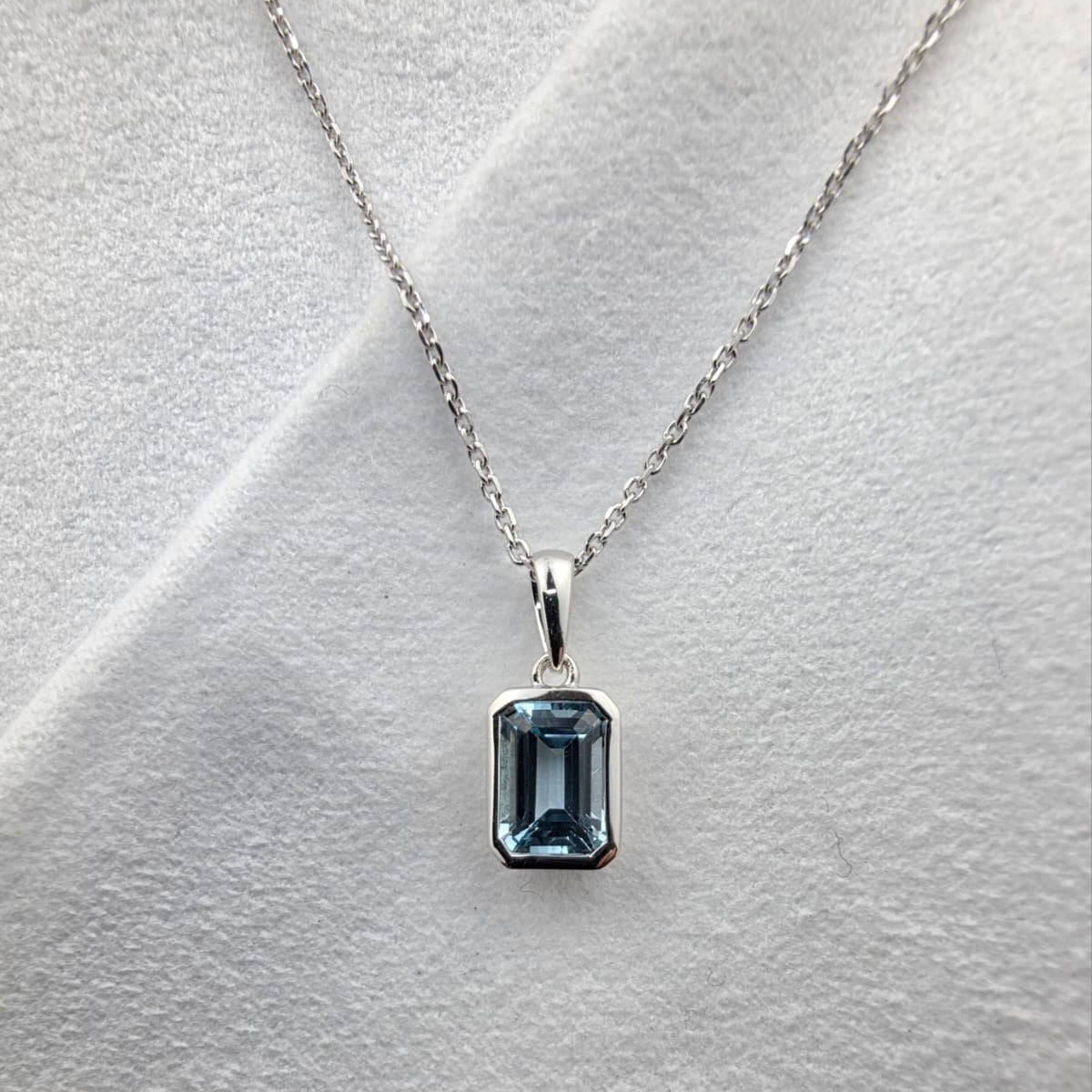 Octagonal Blue Topaz Rubover Pendant