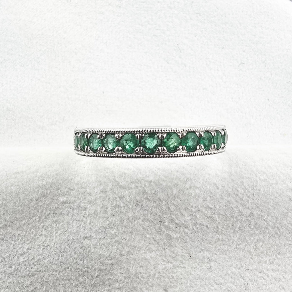 Vintage Emerald Eternity Band