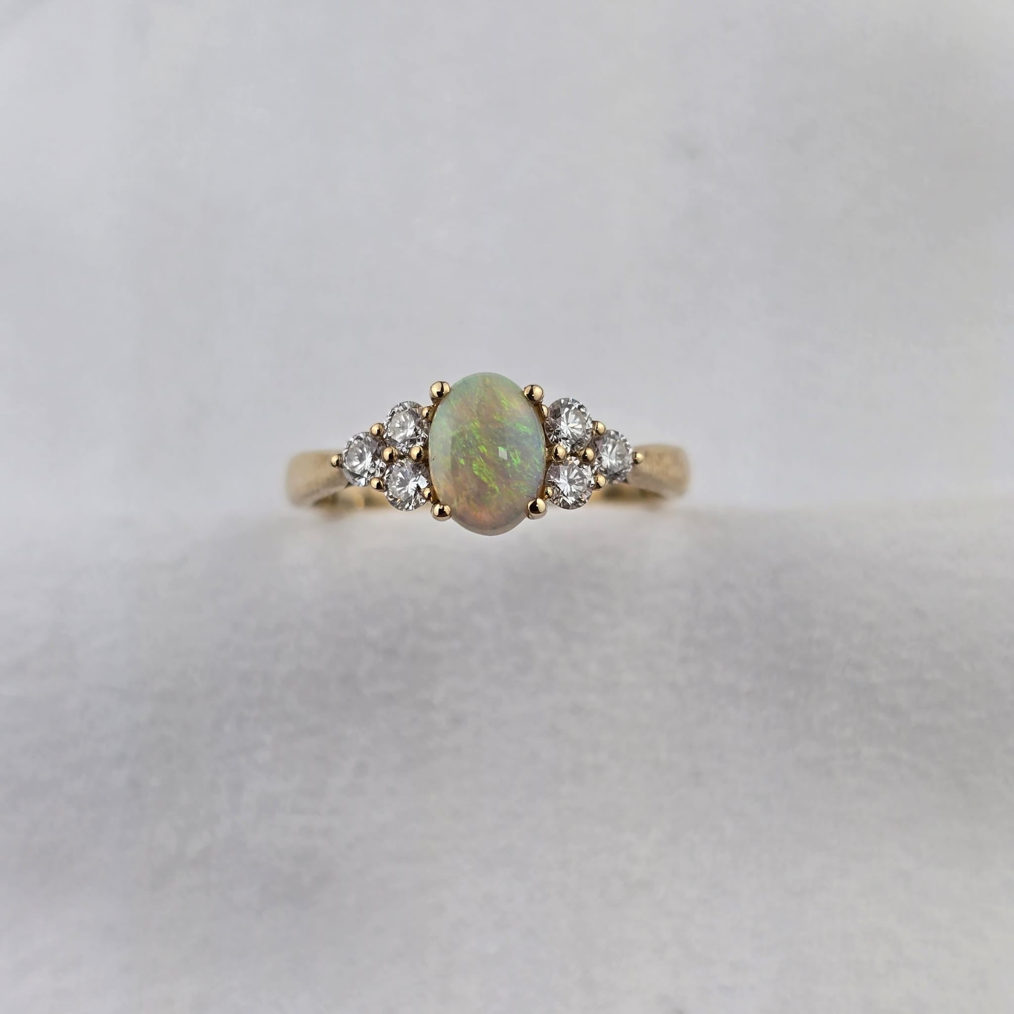 Opal and Diamond Trefoil Ring