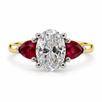 Diamond and Ruby Shoulder Ring