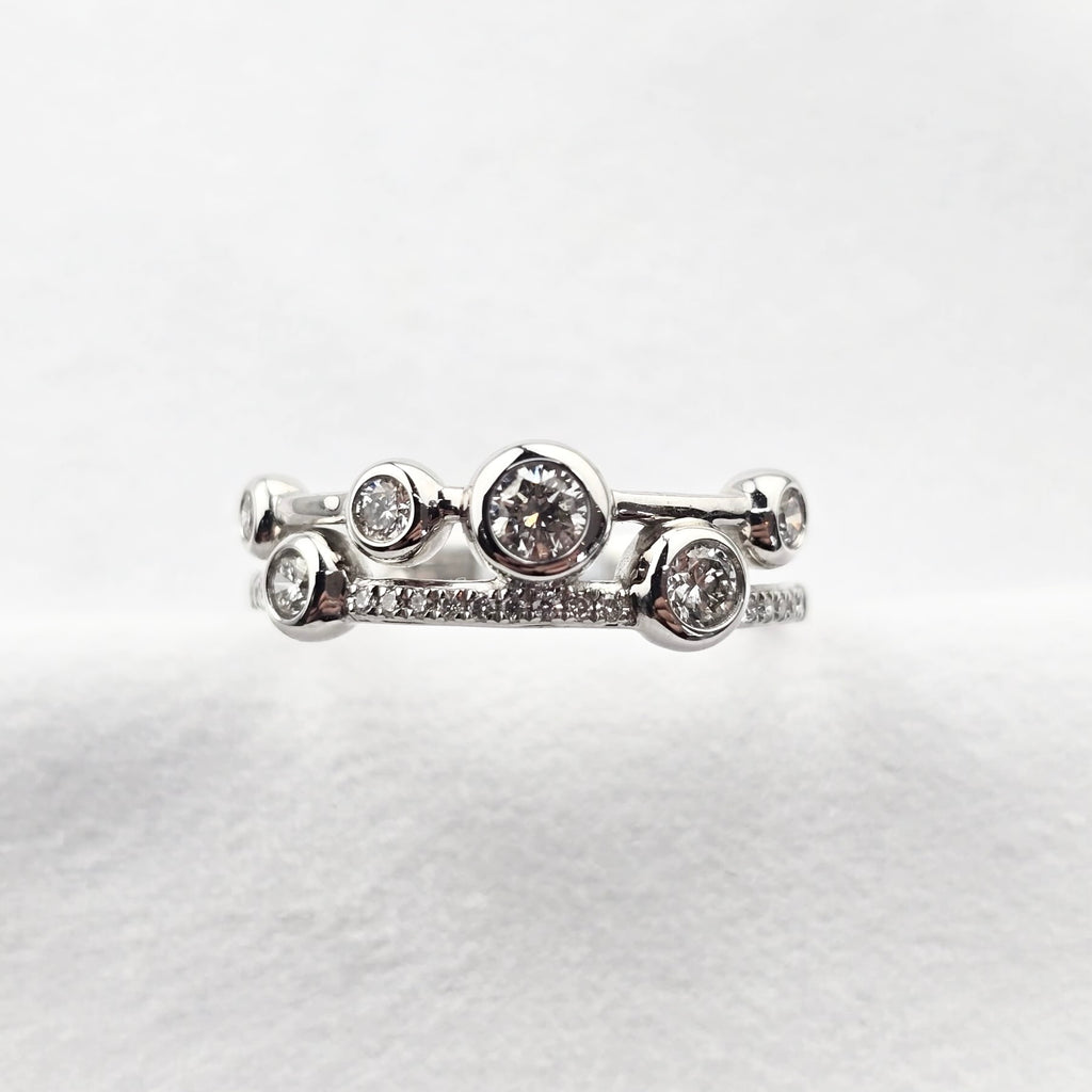 Two Row Diamond Bubble Ring