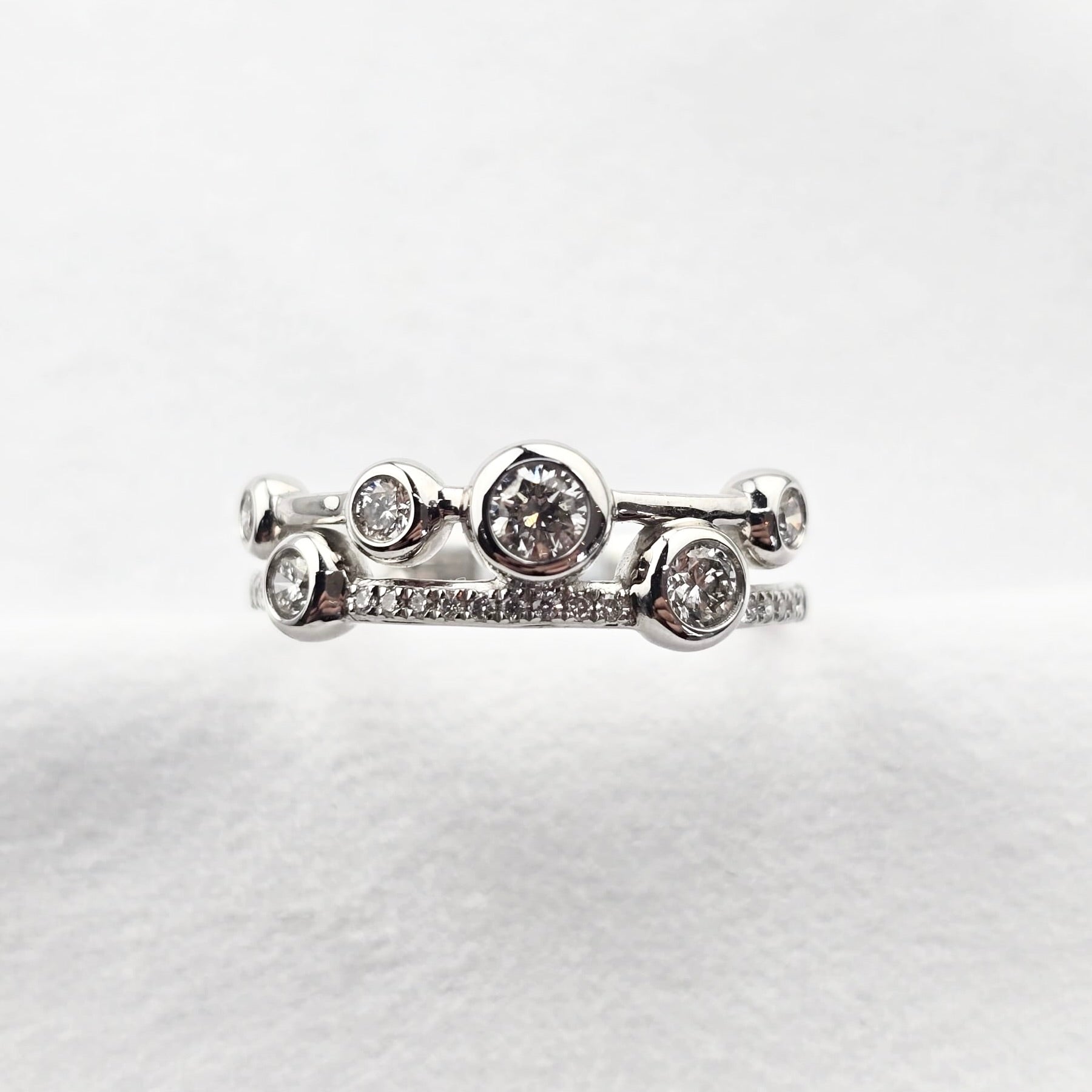 Two Row Diamond Bubble Ring