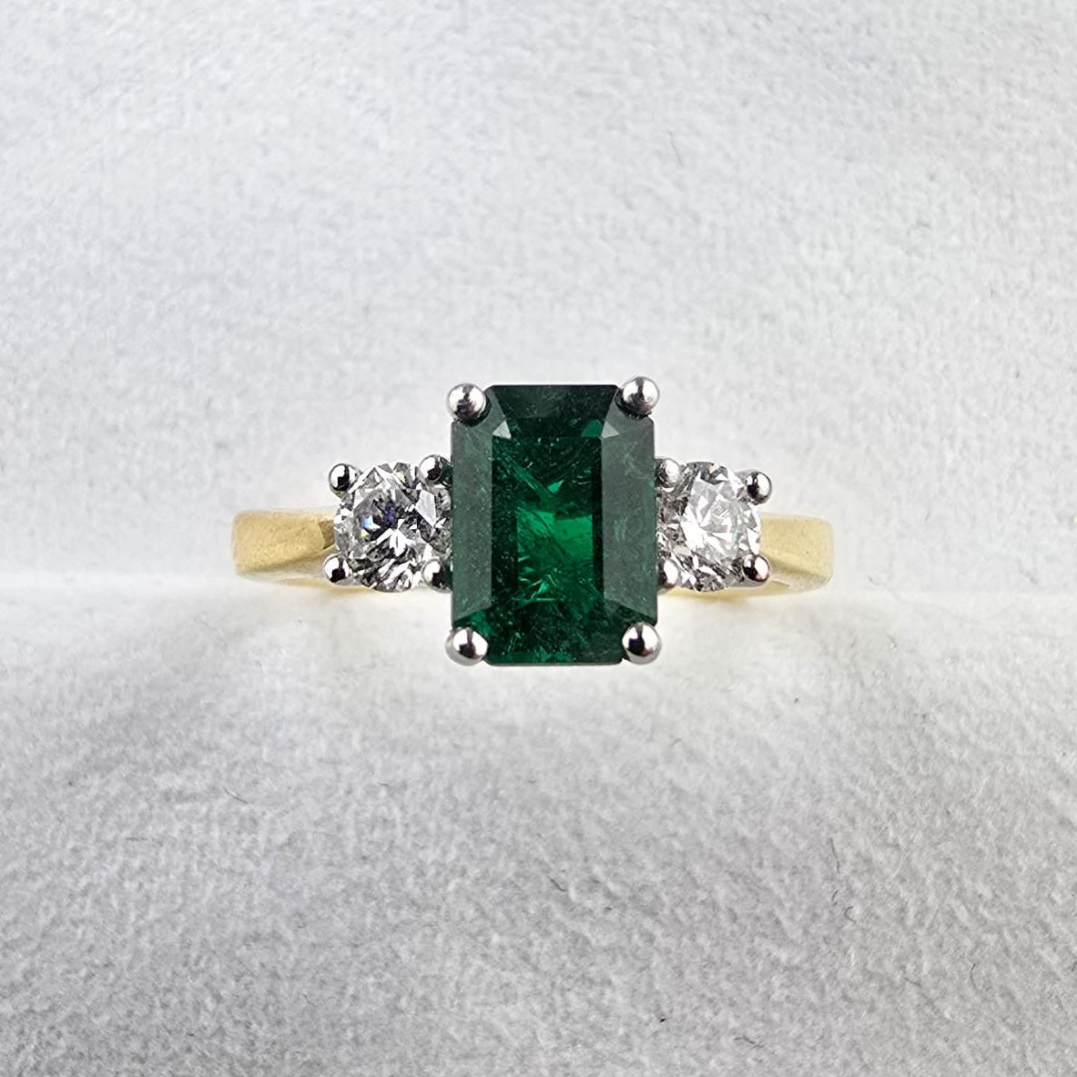 Emerald and Diamond Trilogy Ring